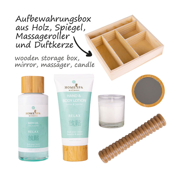 Badeset HOME SPA in Aufbewahrungsbox aus Holz