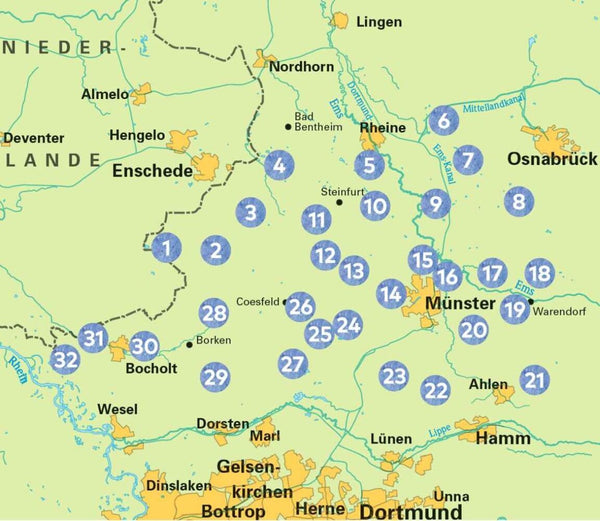 Münsterland RadLandLust, 32 Lieblingstouren, E-Bike-geeignet mit Knotenpunkten und Wohnmobilstellplätze - Bild 2