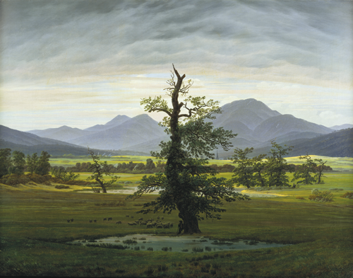 Caspar David Friedrich: Der einsame Baum (Dorflandschaft bei Morgenbeleuchtung), 1822