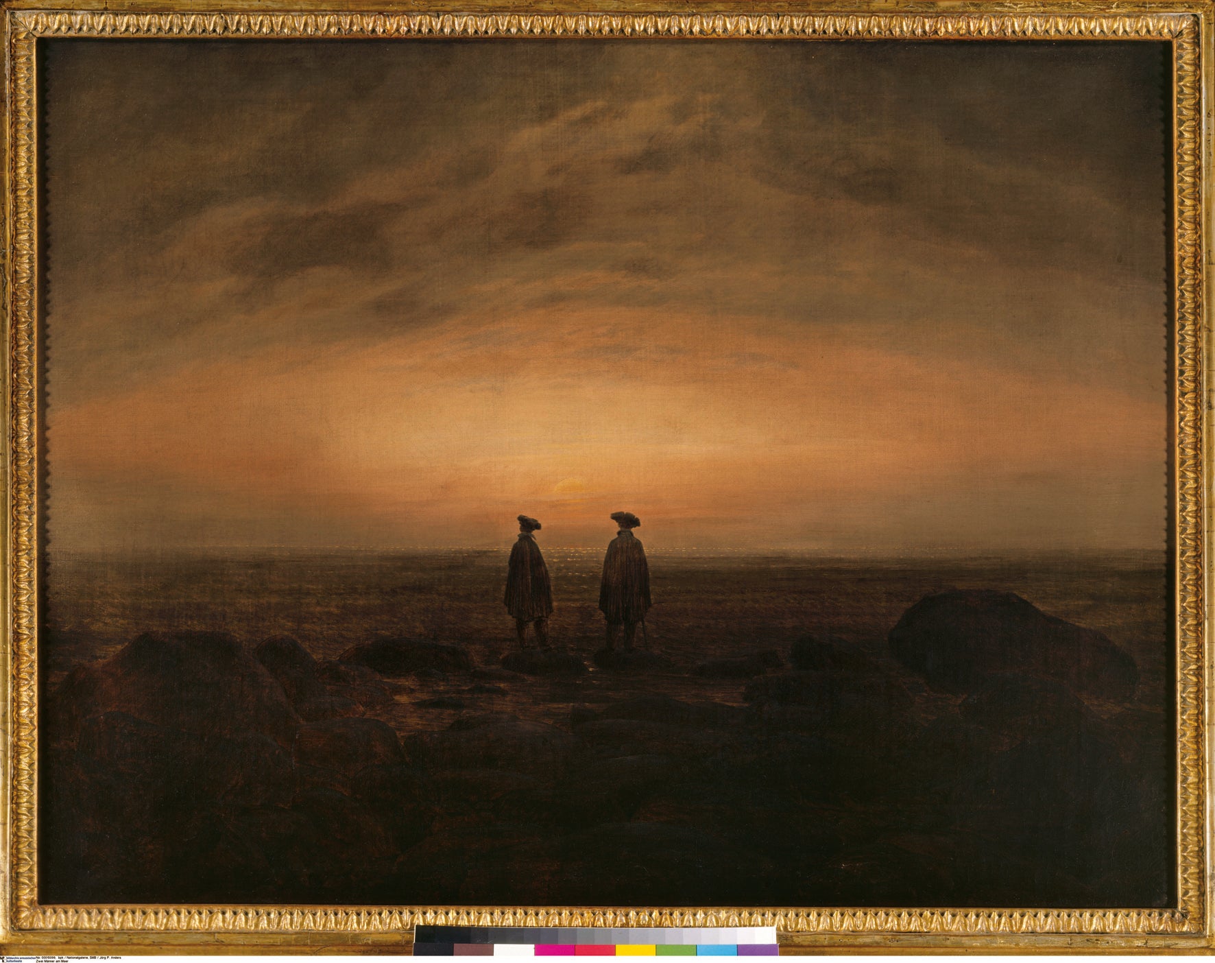 Caspar David Friedrich: Zwei Männer am Meer bei Mondaufgang, um 1817