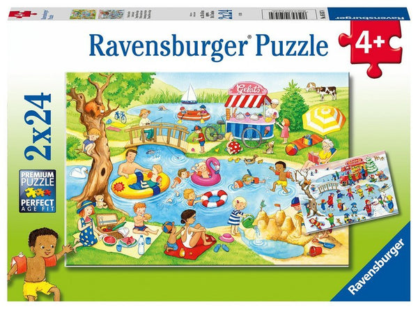 Ravensburger Kinderpuzzle - 05057 Freizeit am See - Puzzle für Kinder ab 4 Jahren, mit 2x24 Teilen - Bild 1